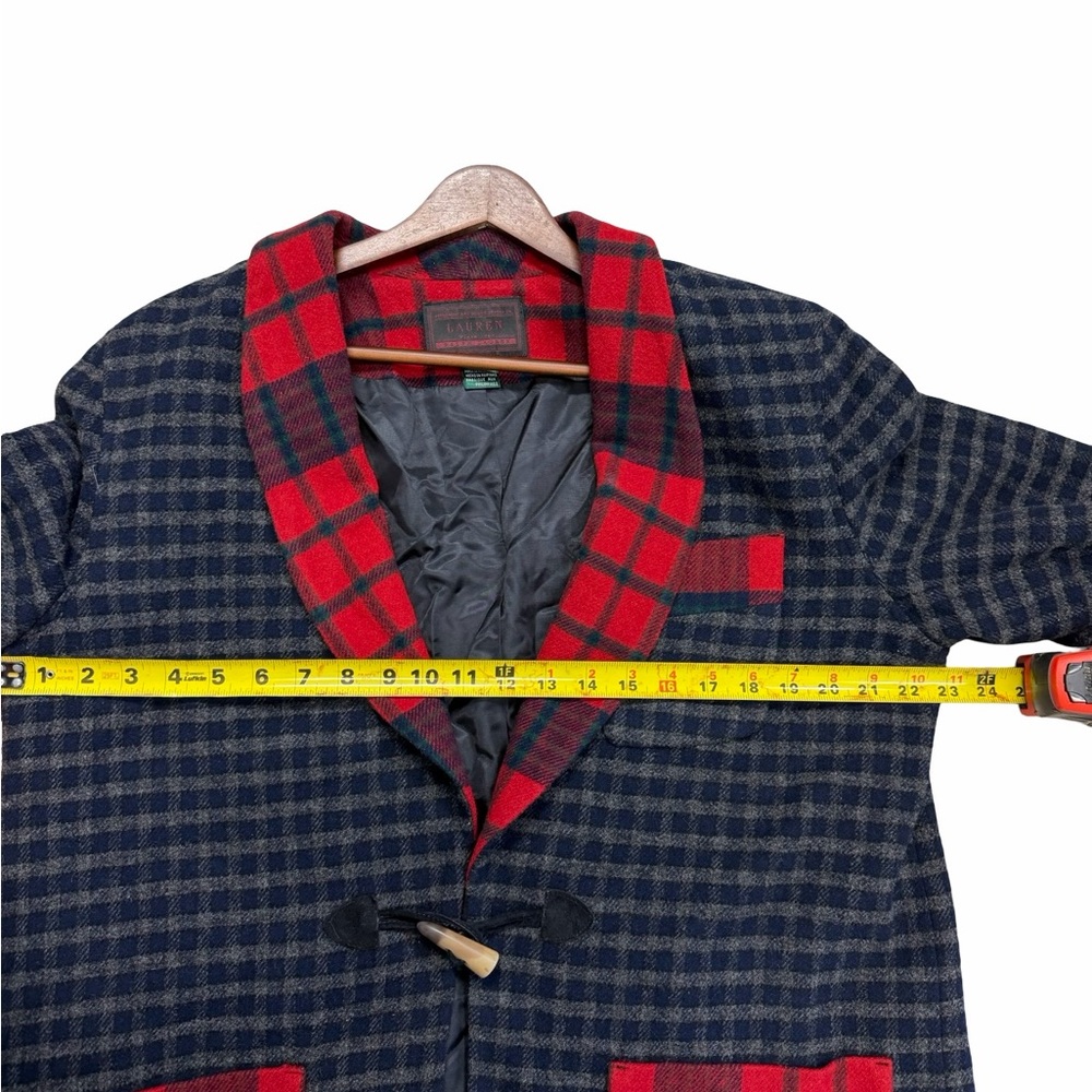 ✨🧶 Lauren Ralph Lauren Wool Plaid Trim Jacket L 🪵 Cozy Cabin Grannycore ✨ - Picture 8 of 13